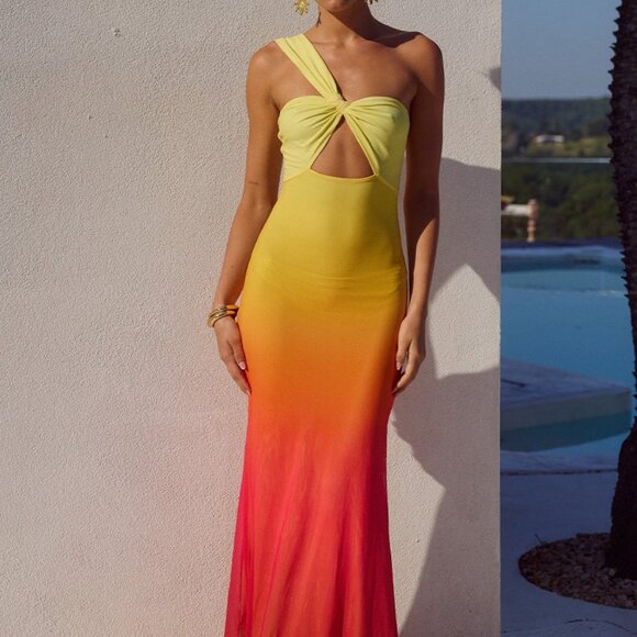 Runaway The Label Kyree Maxi Dress in Mimosa Ombre cutout strapless asymetrical - Picture 3 of 9